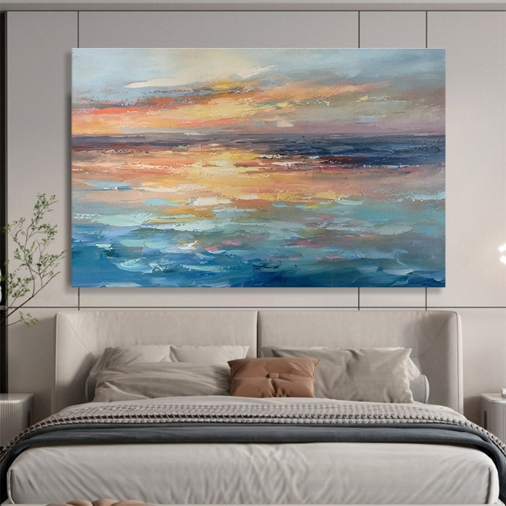 Colorful Sunset and Ocean “Dreamy Coastal Twilight” Painting On Canvas DKH119