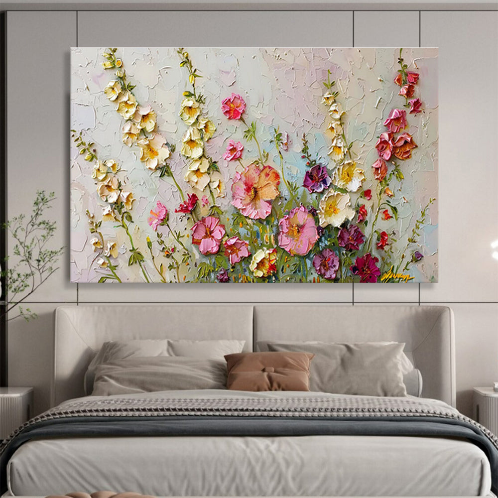 “Colorful Wildflowers”:Impasto Floral Still - Life Painting On Canvas DKH260