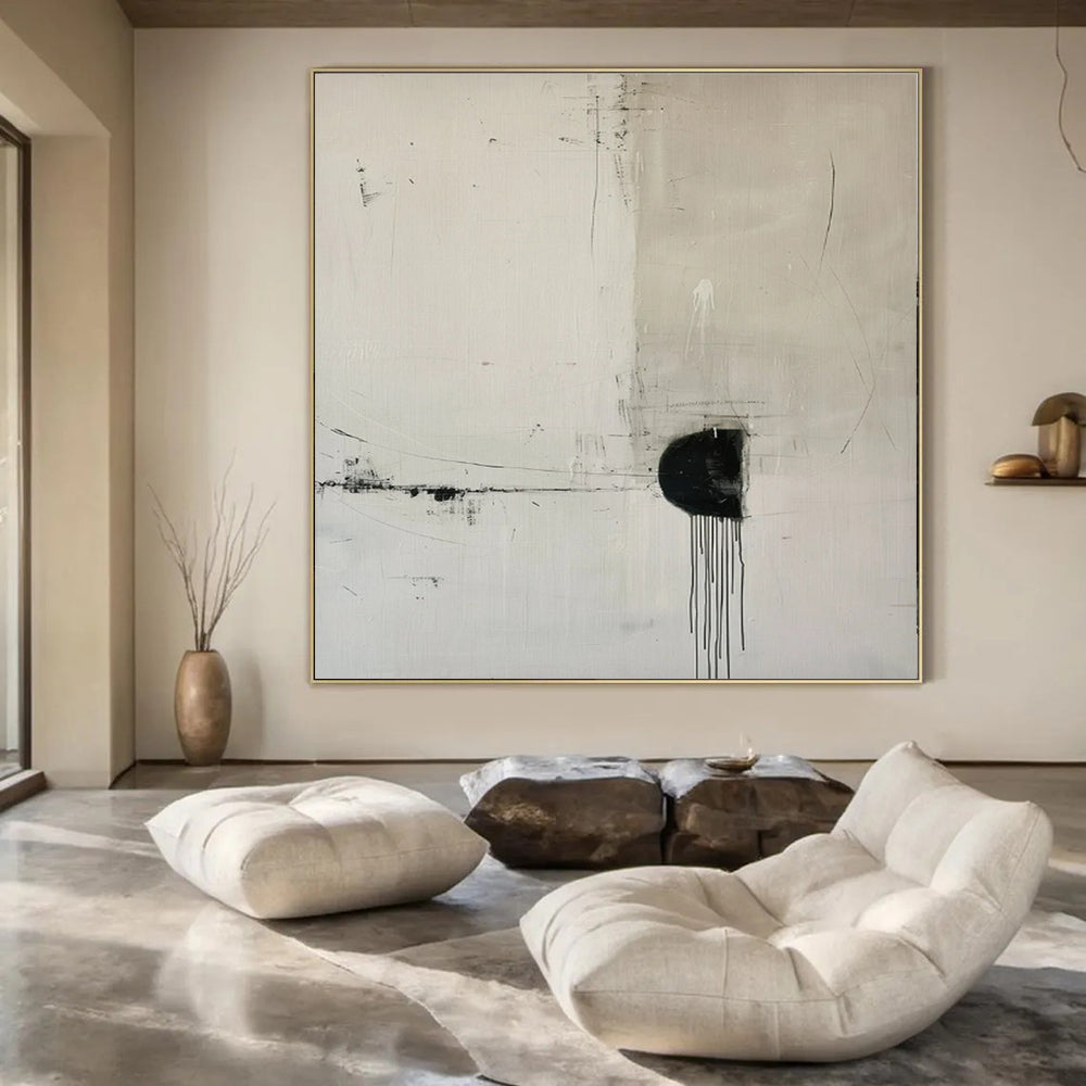 “Minimalist Black - White Abstract” ,Abstract Minimalist Acrylic Painting CT0934