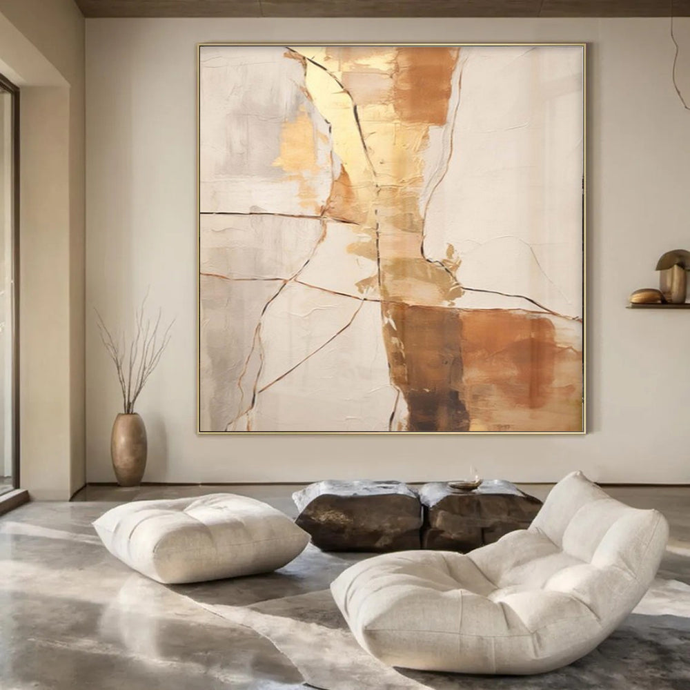 “Textured Gold and Neutral” – Textured Abstract Art CT1052