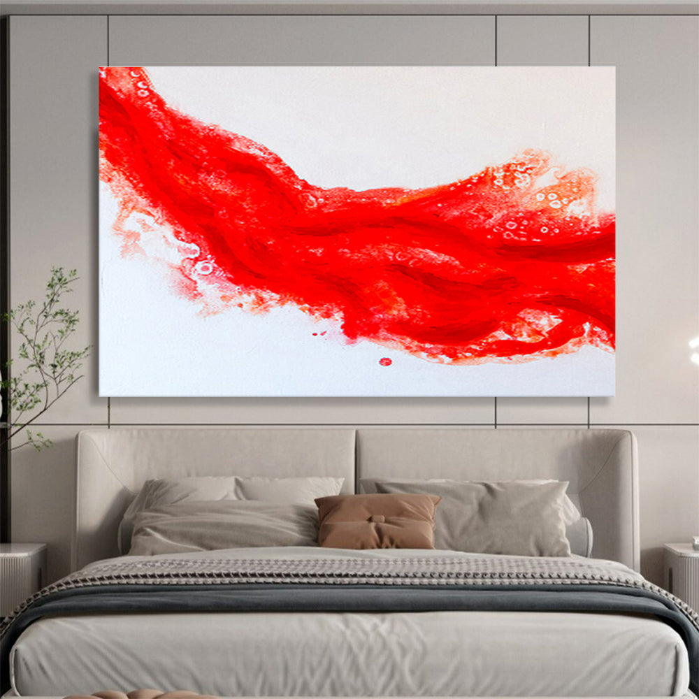 “Vibrant Red Abstract Flow” Abstract Watercolor Painting On Canvas DKH568