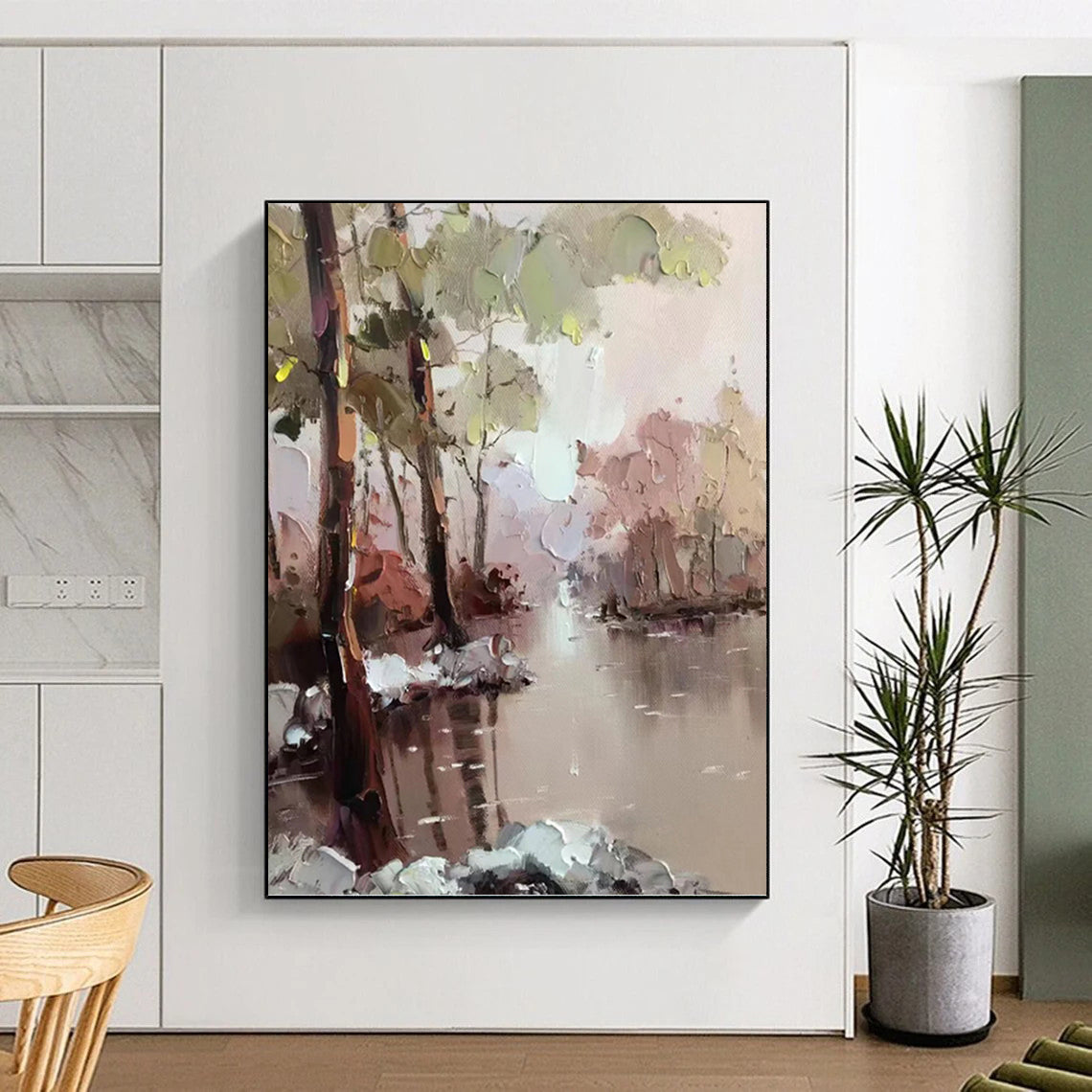 Pastel Forest River - Impressionistic Landscape Painting On Canvas DKH1296