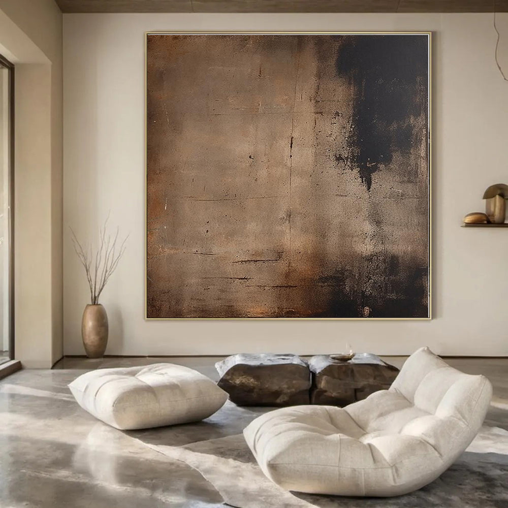 Dark Brown Textured Abstract - Subtle Textured Acrylic Painting CT1361