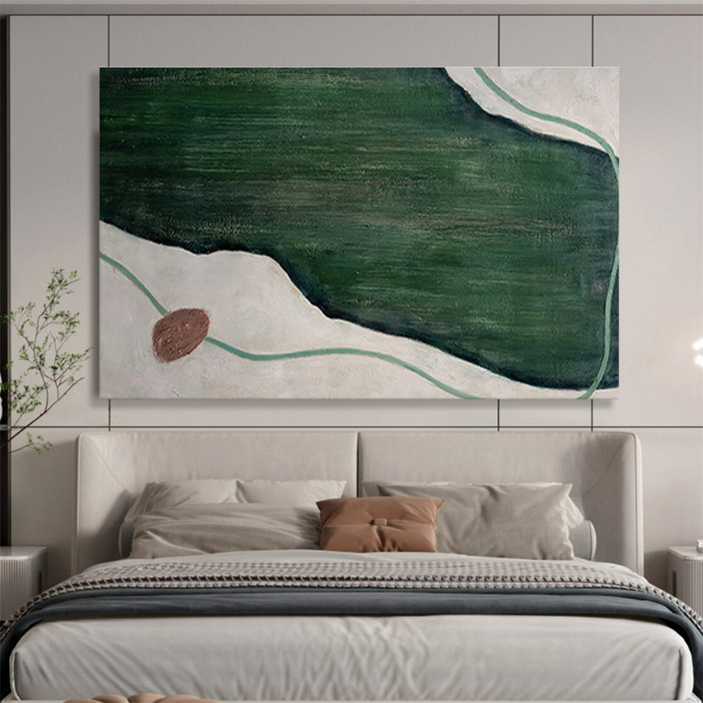 Green - White Abstract Terrain - Abstract Landscape Painting On Canvas DKH610
