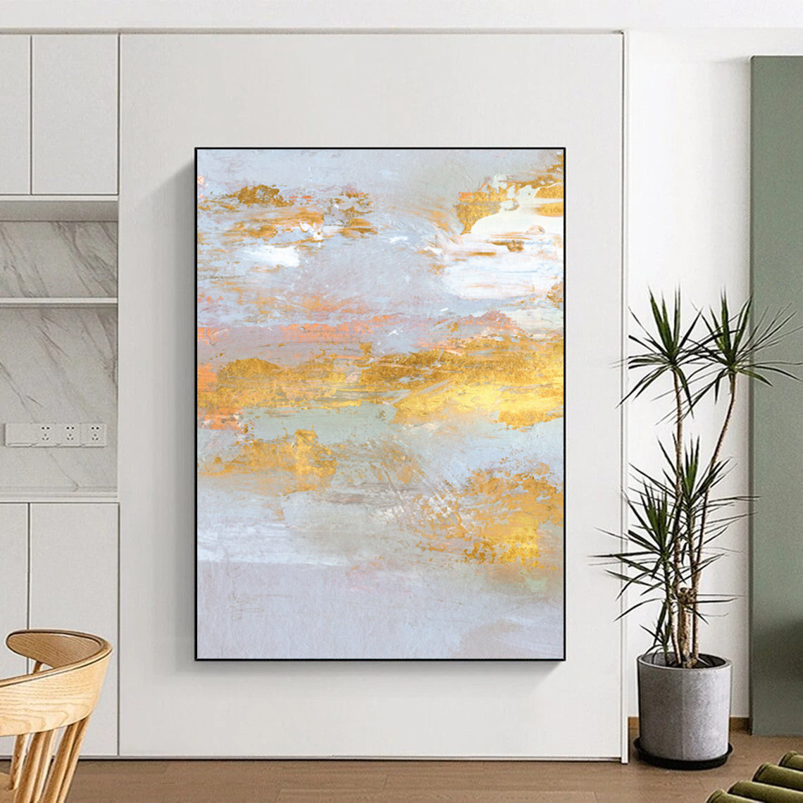 “Gold - Accented Abstract” - Abstract Expressionist Painting On Canvas DTP159