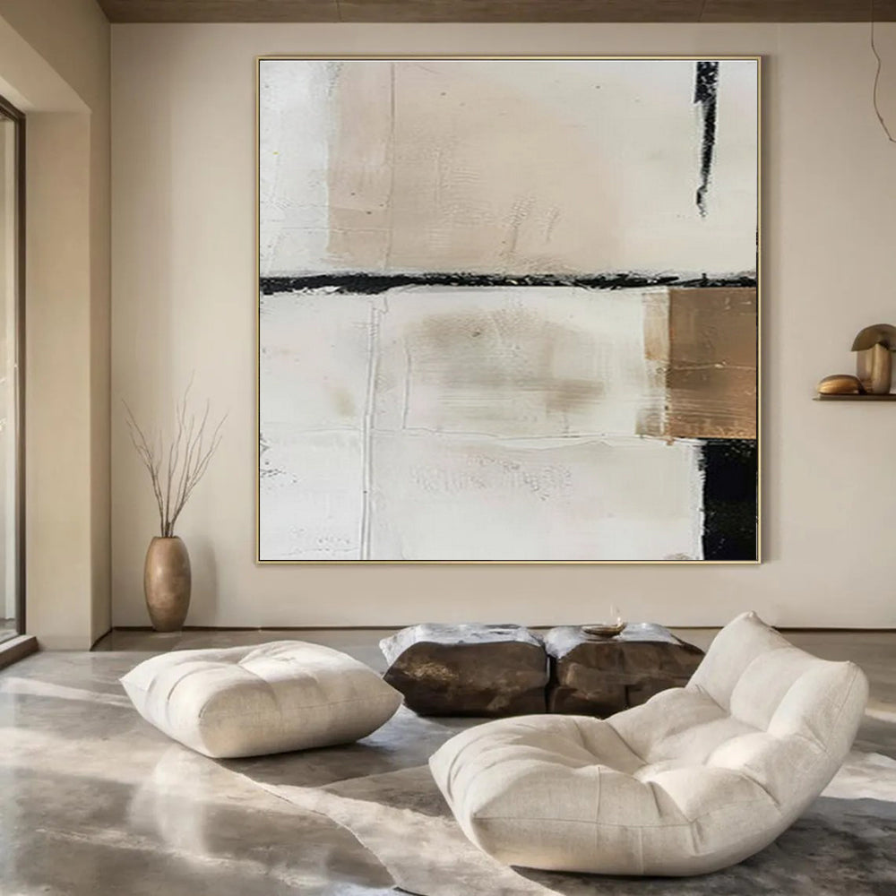 Beige & Black Textured Blocks - "Subtle Structure" - Abstract Textured Painting CT1475