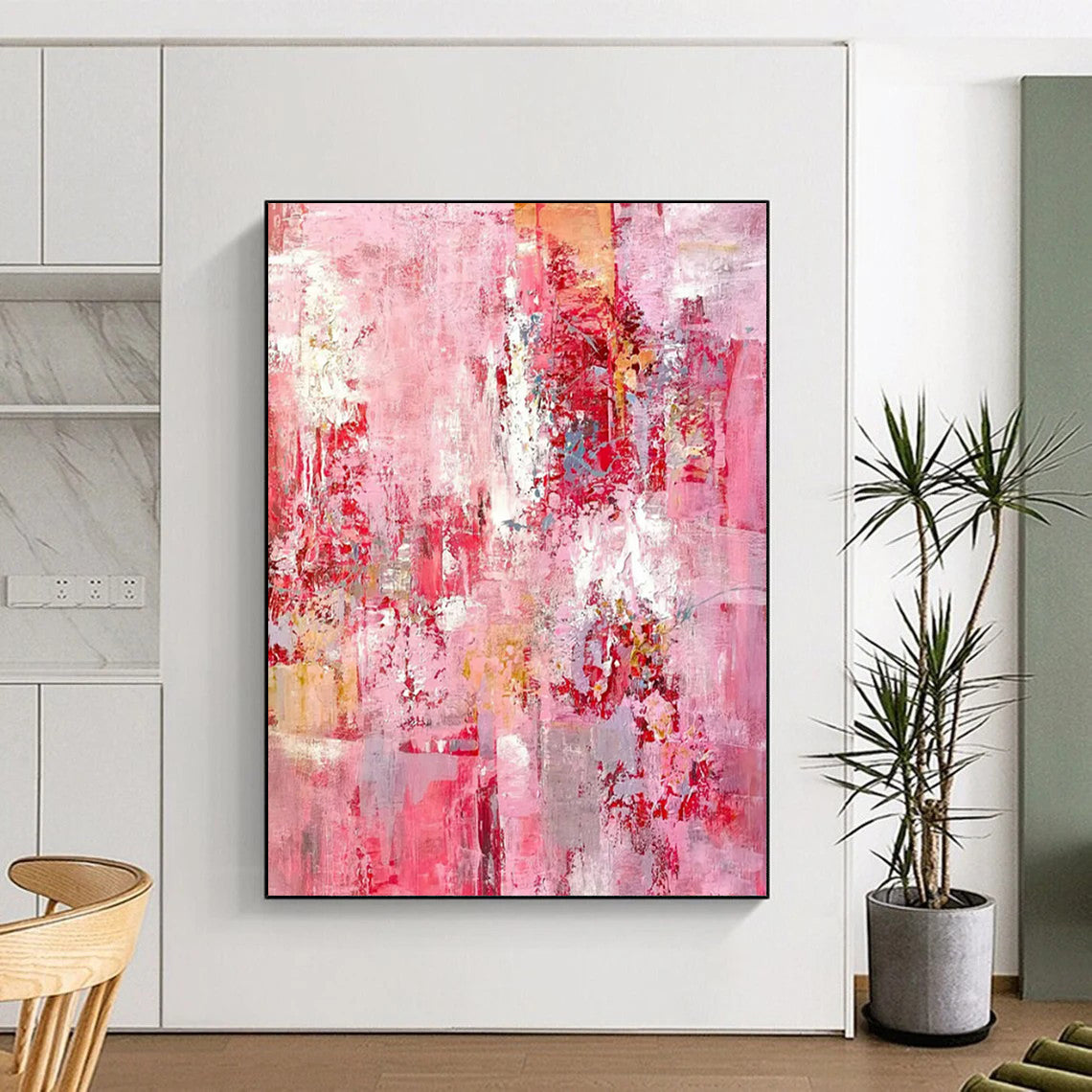 Pink Abstract Chaos - Expressionist Abstract Painting On Canvas CT2300