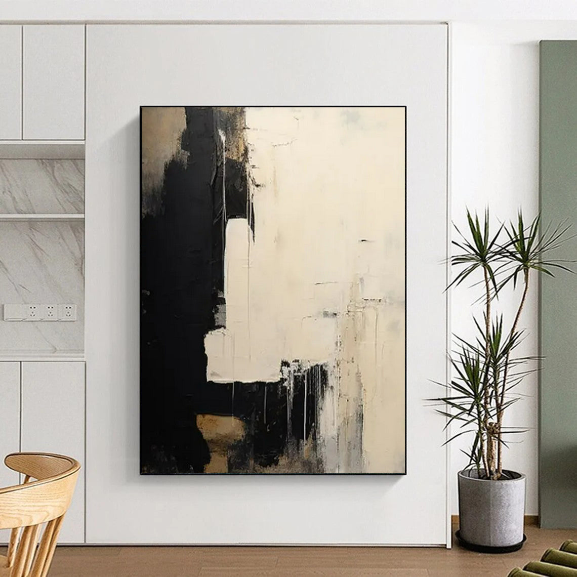 “Black & White Textured Abstract” - Abstract Painting On Canvas CT2362