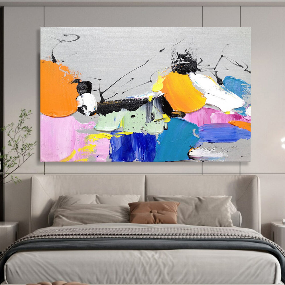 “Colorful Abstract Burst” - Multicolor Expressionist Abstract Painting On Canvas DLZ267