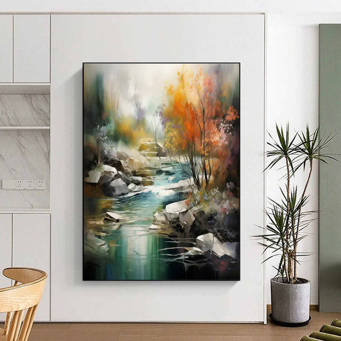 “Colorful Abstract Forest Stream” ,Abstract Landscape Painting CT0832