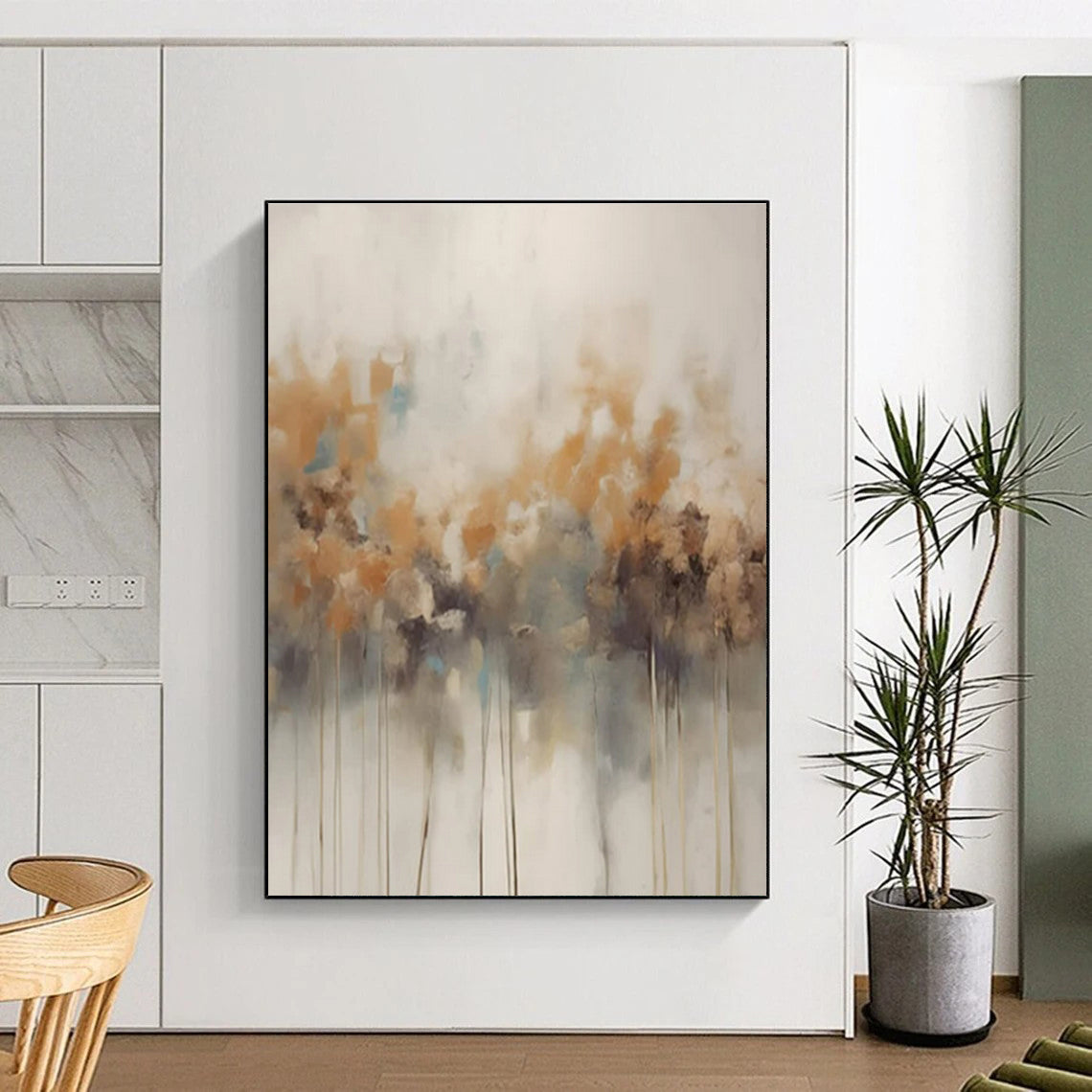 “Orange - Blue Abstract Florals” ,Abstract Oil Painting CT0824