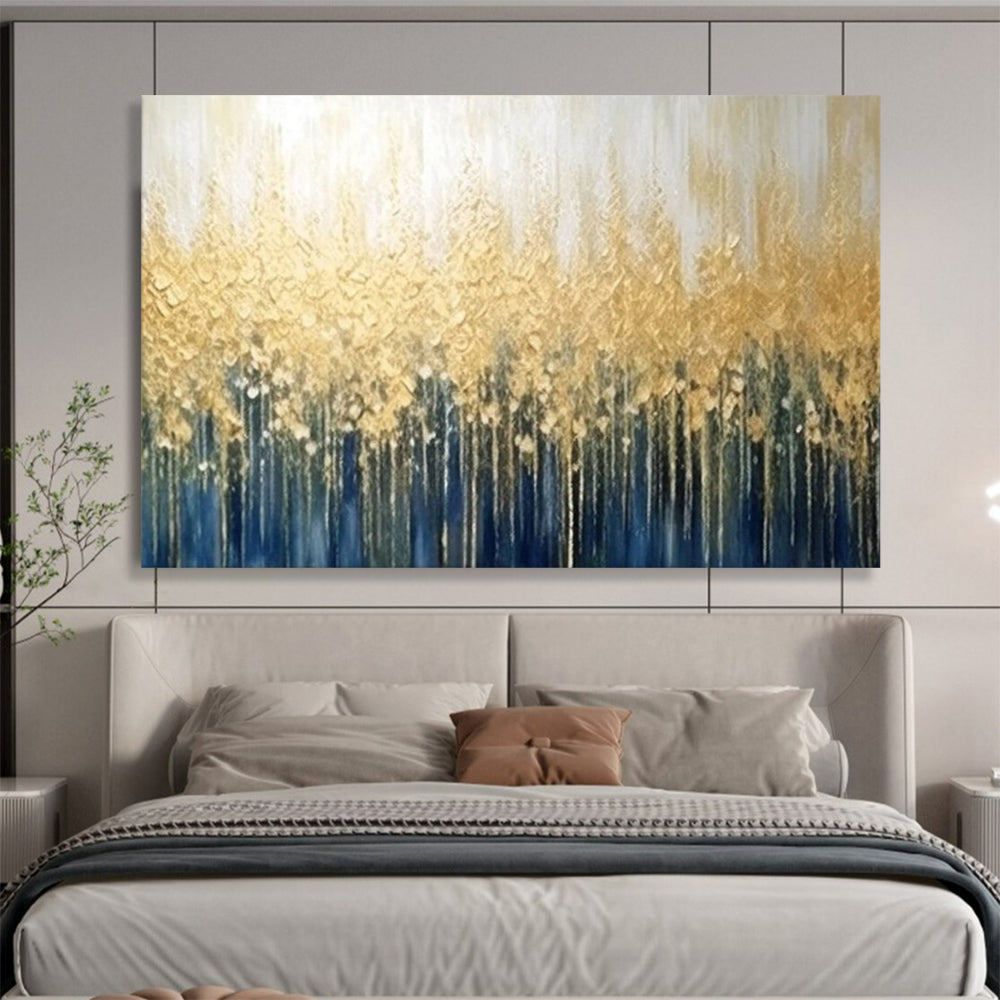 “Gold - Blue Forest Canopy” Abstract Landscape Painting On Canvas DLZ052