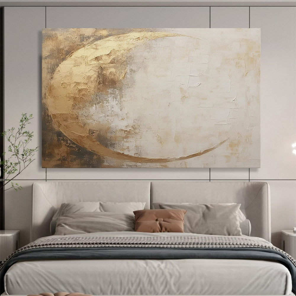 “Gilded Crescent Moon” Abstract Celestial Painting On Canvas DLZ081