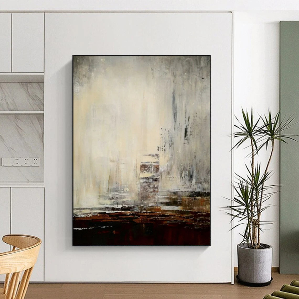Abstract Cityscape in Muted Tones - Cityscape - Inspired Abstract Painting On Canvas CT2301
