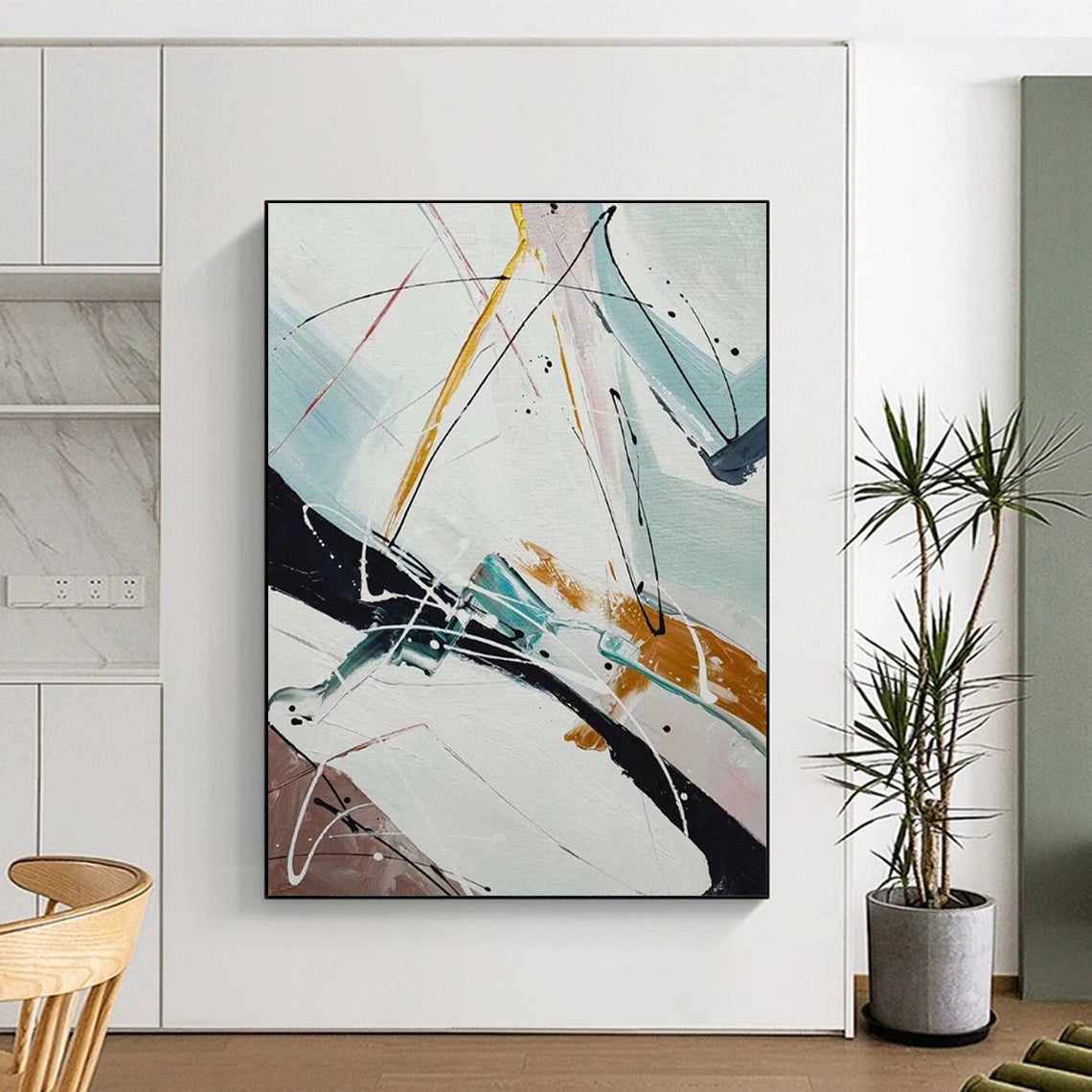 “Dynamic Linear Abstraction” - Abstract Expressionist Painting On Canvas DTP046