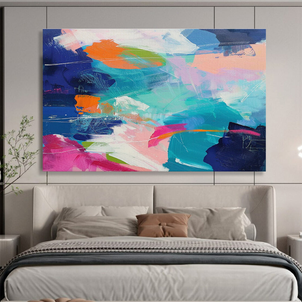 “Colorful Abstract Fusion” Abstract Acrylic Painting On Canvas DKH489