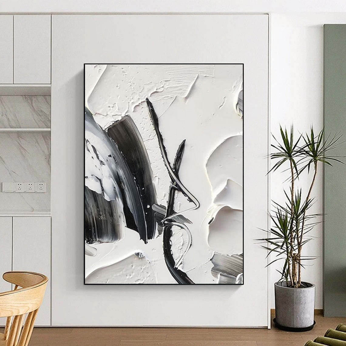 “Intricate Black - White Textures, Layered Brushstrokes” - “Whispered Secrets”,Textured Acrylic Painting CT0702