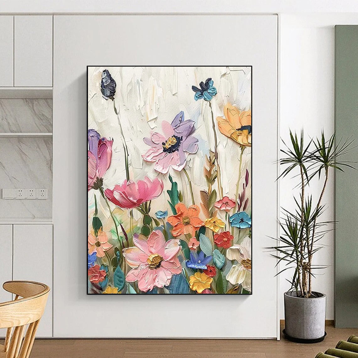 “Textured Floral Medley” - Impressionist Flower Painting On Canvas DTP087