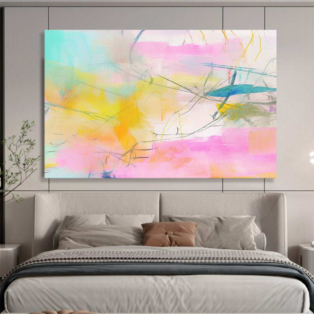 “Pastel - Hued Abstract Web” Abstract Acrylic Painting On Canvas DKH501