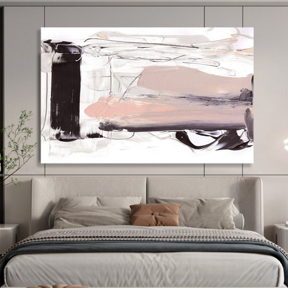 “Black - White - Blush Abstract” Minimalist Abstract Painting On Canvas DLZ143