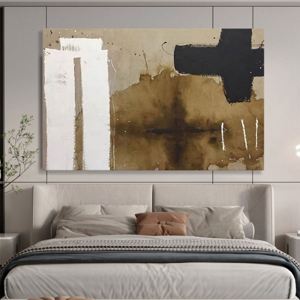 Abstract shapes in brown, white, and black with fluid edges CT1675