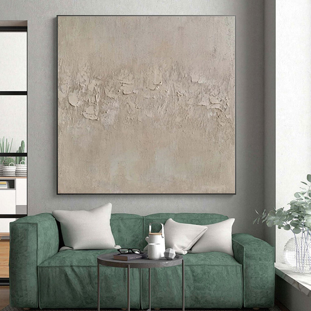 “Minimalist Beige Textured Canvas”,Abstract Textural Oil Painting CT0579
