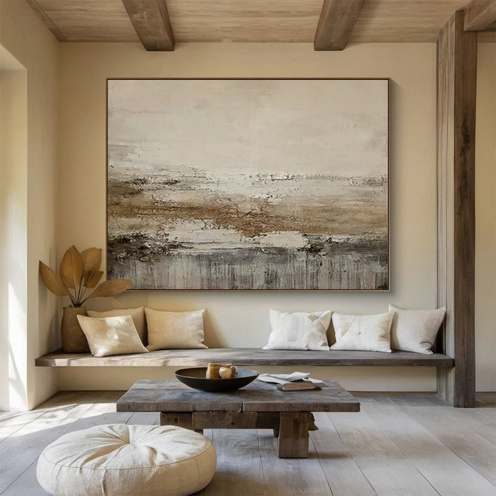 “Neutral Textured Horizon” - Beiges, browns, grays; subtle, layered - texture abstraction CT1628