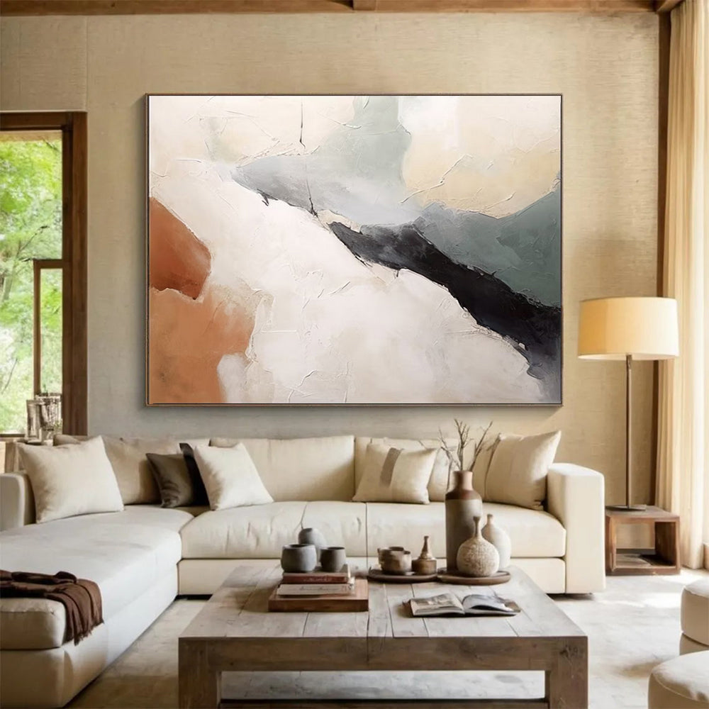 “Subtle Textures” - Soft beiges, grays, browns; layered, muted abstract forms CT1510
