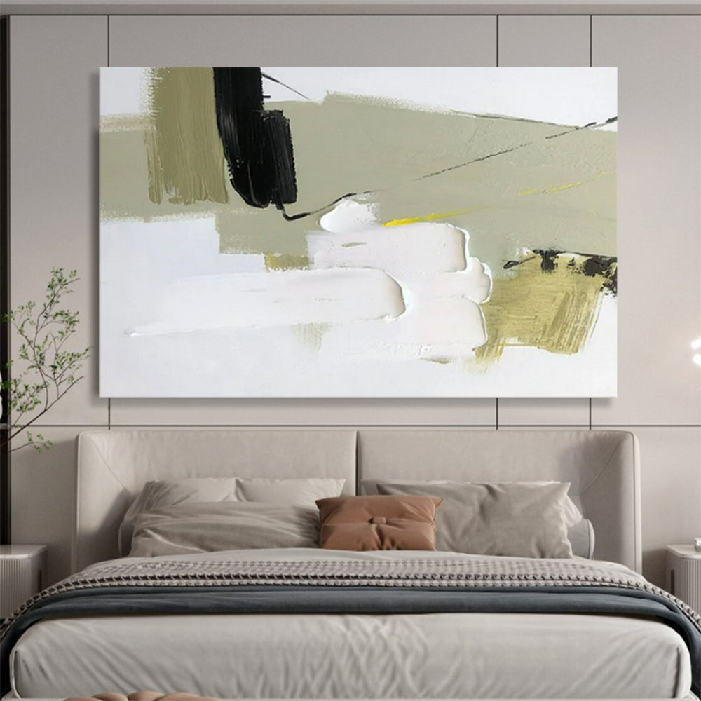 “Earthy Accents” - Black, white, beige, olive; layered blocks and thin lines CT1566
