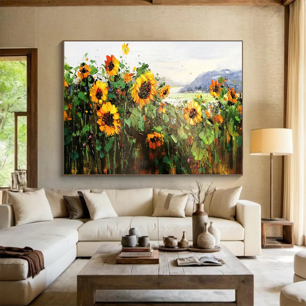 “Sunflower Field” – Impressionistic Landscape Oil Painting CT1760