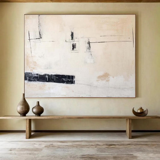 “Minimalist Echoes” - Soft beiges, blacks, whites; sparse, evocative lines and shapes CT1493