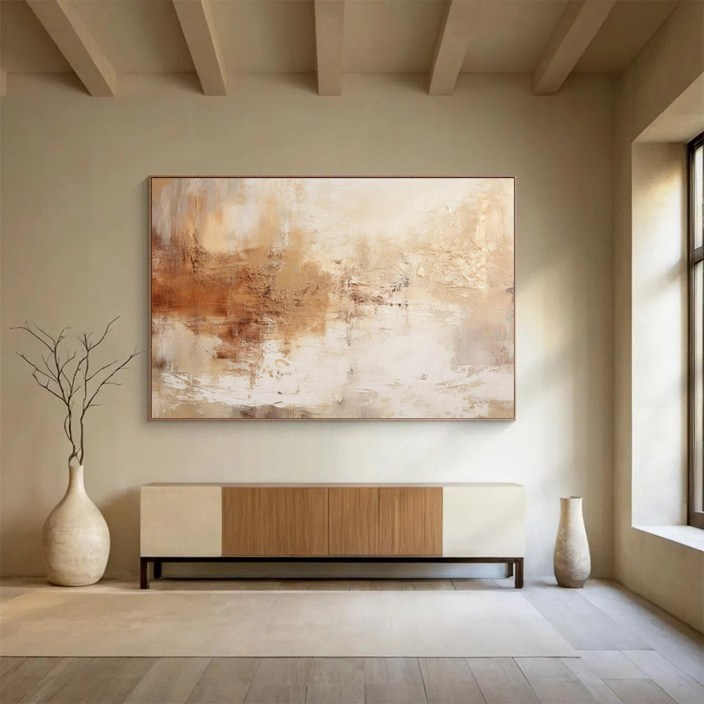 “Beige - Brown Textured Harmony” – Abstract Acrylic Painting CT1723