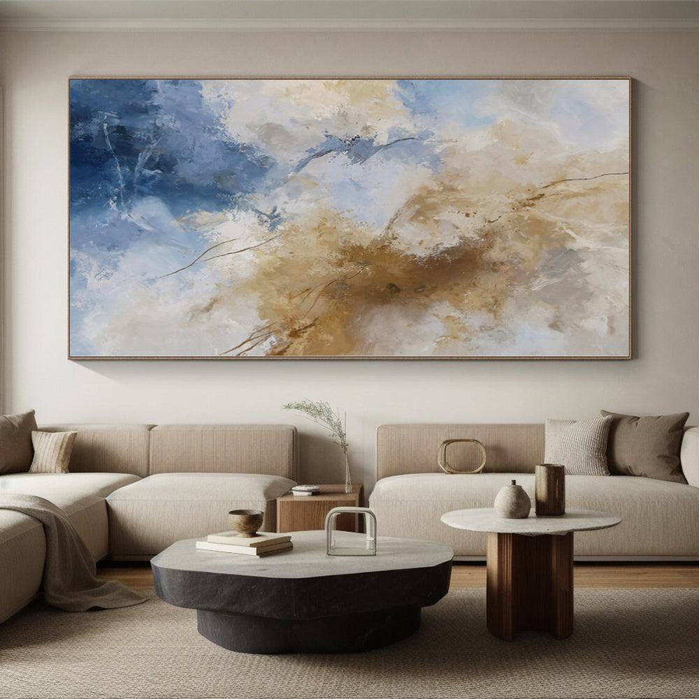 “Blue - Beige Abstract Clouds” Abstract Acrylic Art CT0260
