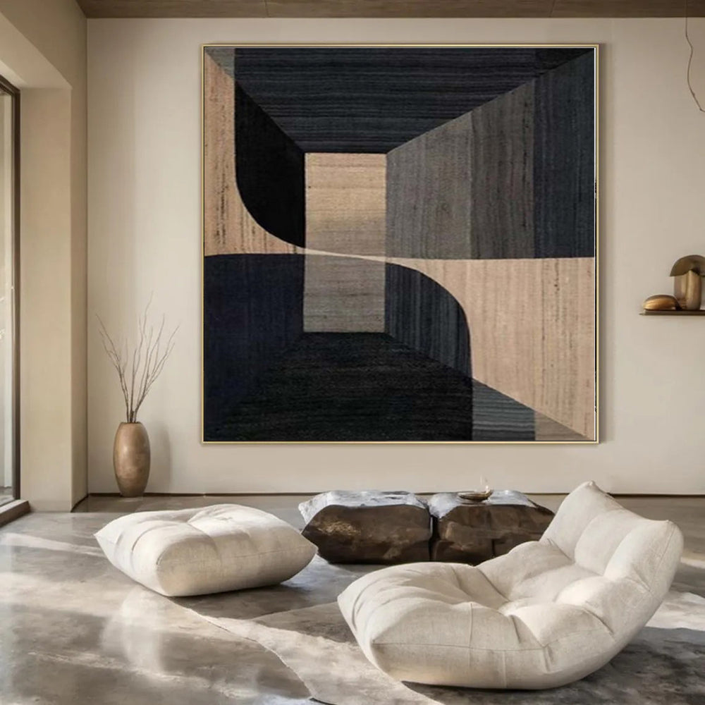 “Brown and Black Geometric Depths” Architectural Acrylic Art CT0151