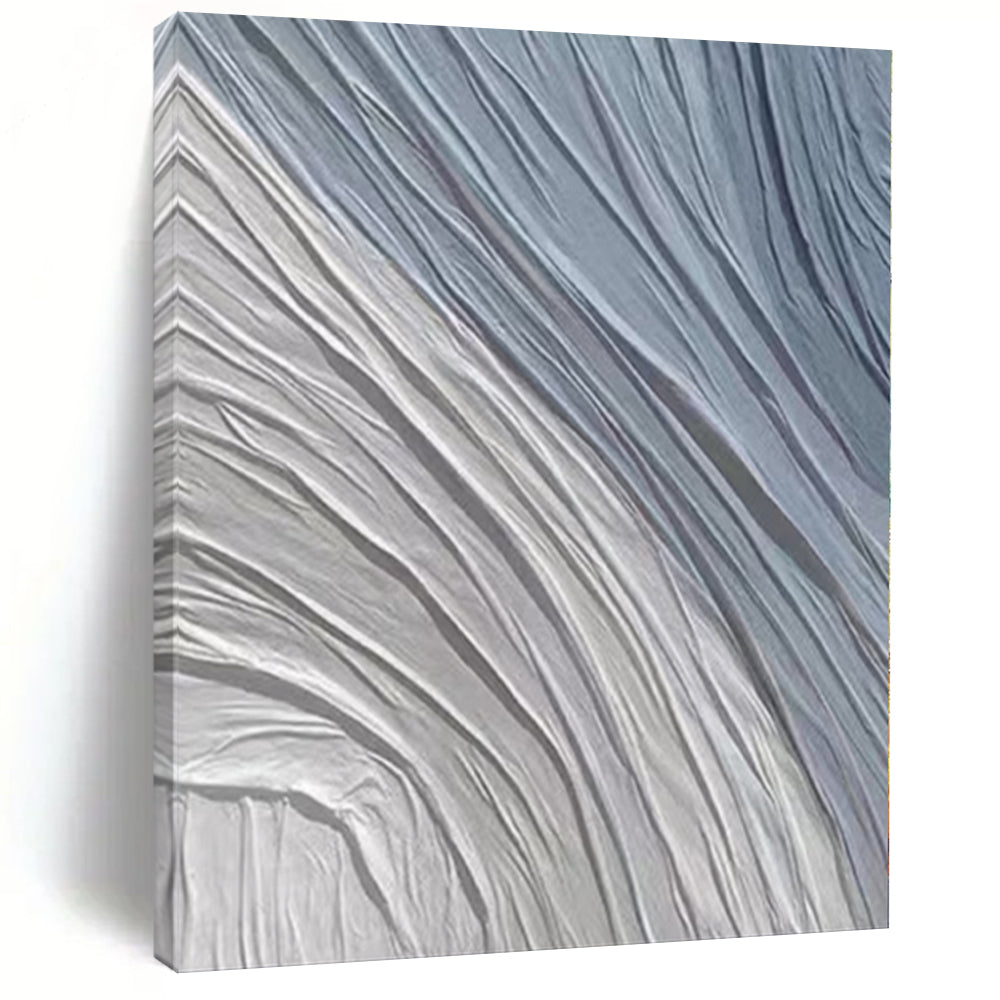 “Gray & Blue Wavy Textures” - Abstract Textural Painting CT0387