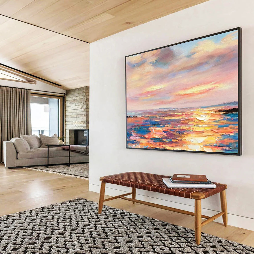 “Sunset Sea Symphony” – Impressionistic Seaside Oil Painting CT1736