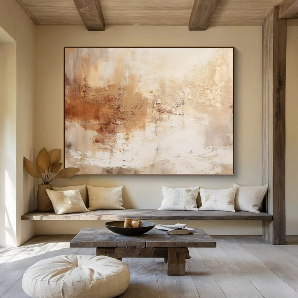 “Beige - Brown Textured Harmony” – Abstract Acrylic Painting CT1723