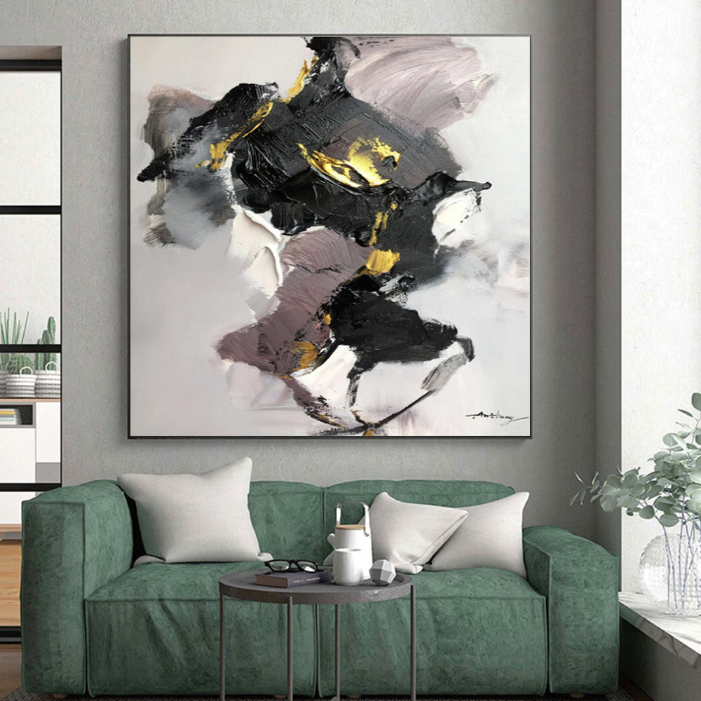 “Black - Gold - Purple Abstract” - Abstract Expressionist Art CT0511