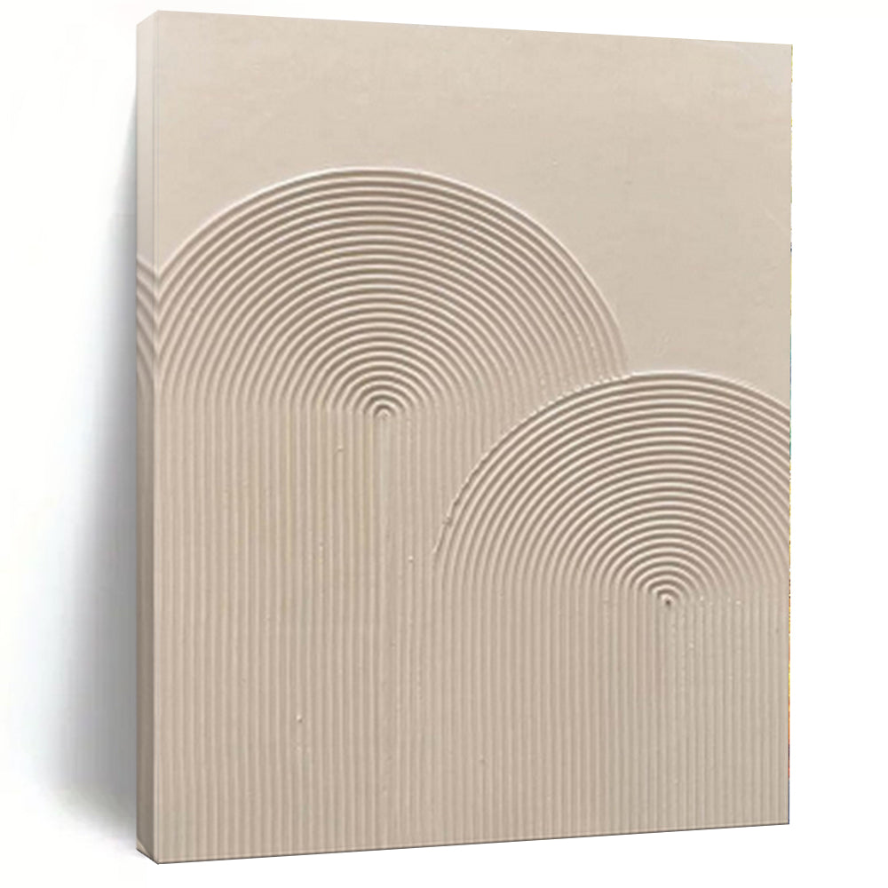 “Beige Textured Circular Waves” Minimalist Art CT0141