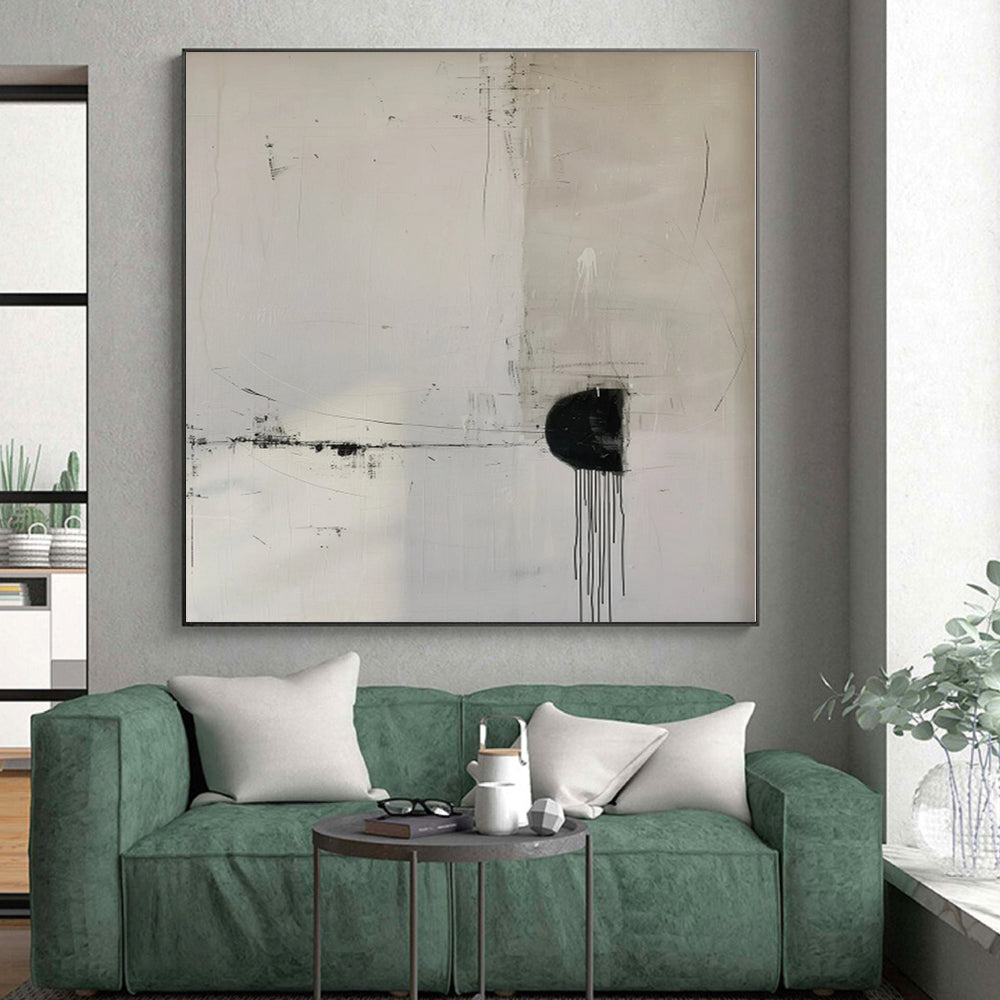 “Minimalist Black - White Lines” Abstract Acrylic Art CT0274