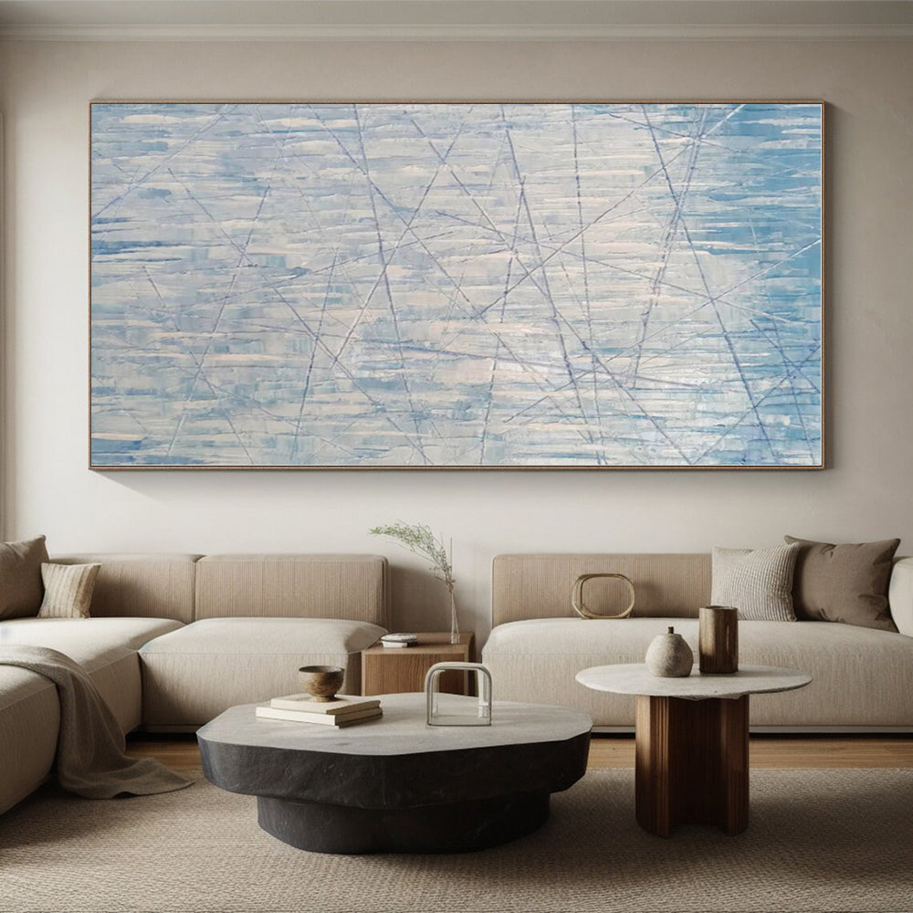 “Blue - White Linear Abstraction” - Abstract Minimalist Art CT0475
