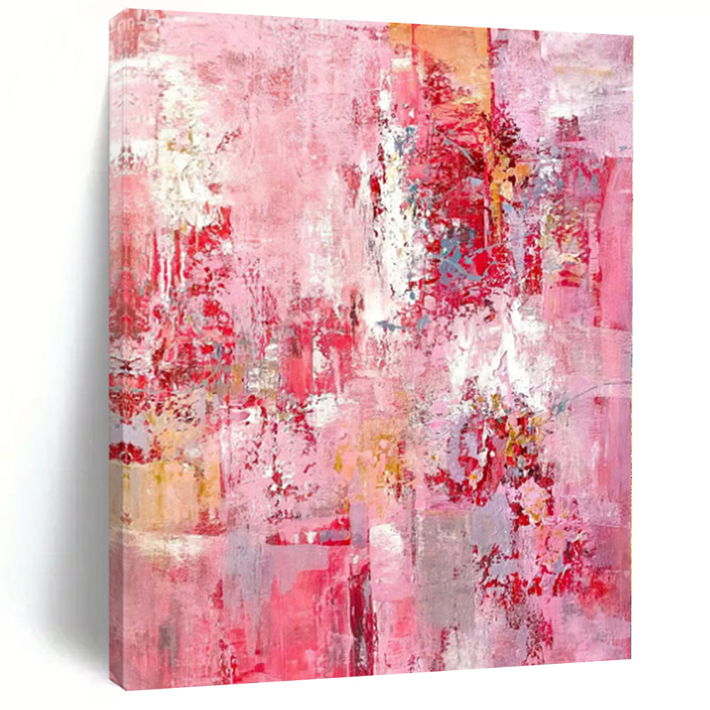 “Pink - Red Abstract Textures” Expressionistic Acrylic Art CT0204