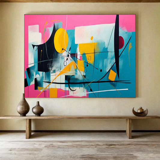 “Pink - Blue Colorful Abstraction” – Abstract Acrylic Painting CT1718