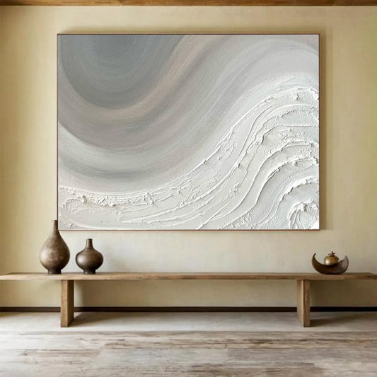 “White Wave” - Shades of grayish white and light gray; smooth wave textures like frost - piled waves CT1527