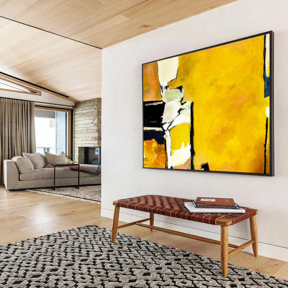 “Vibrant Yellow and Earthy Tones Abstraction” - Expressive Color - Block Oil Painting CT1806