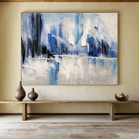 “Icy Peaks Reflection” – Abstract Acrylic Painting CT1731