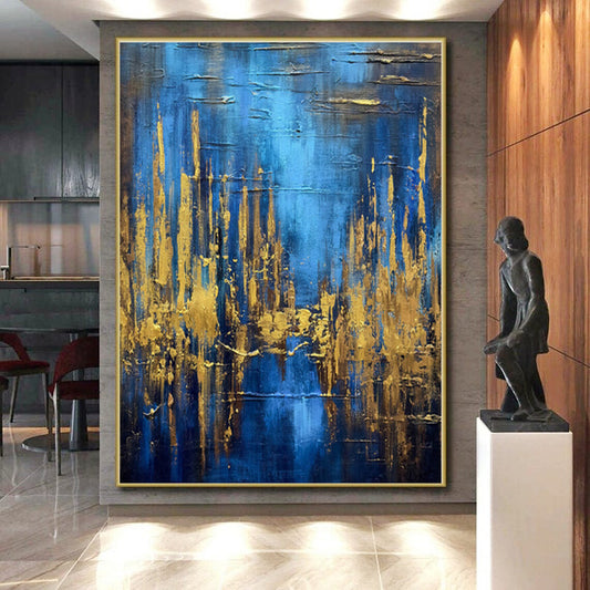 “Blue - Gold Abstract Forest” - Abstract Landscape Art CT0449
