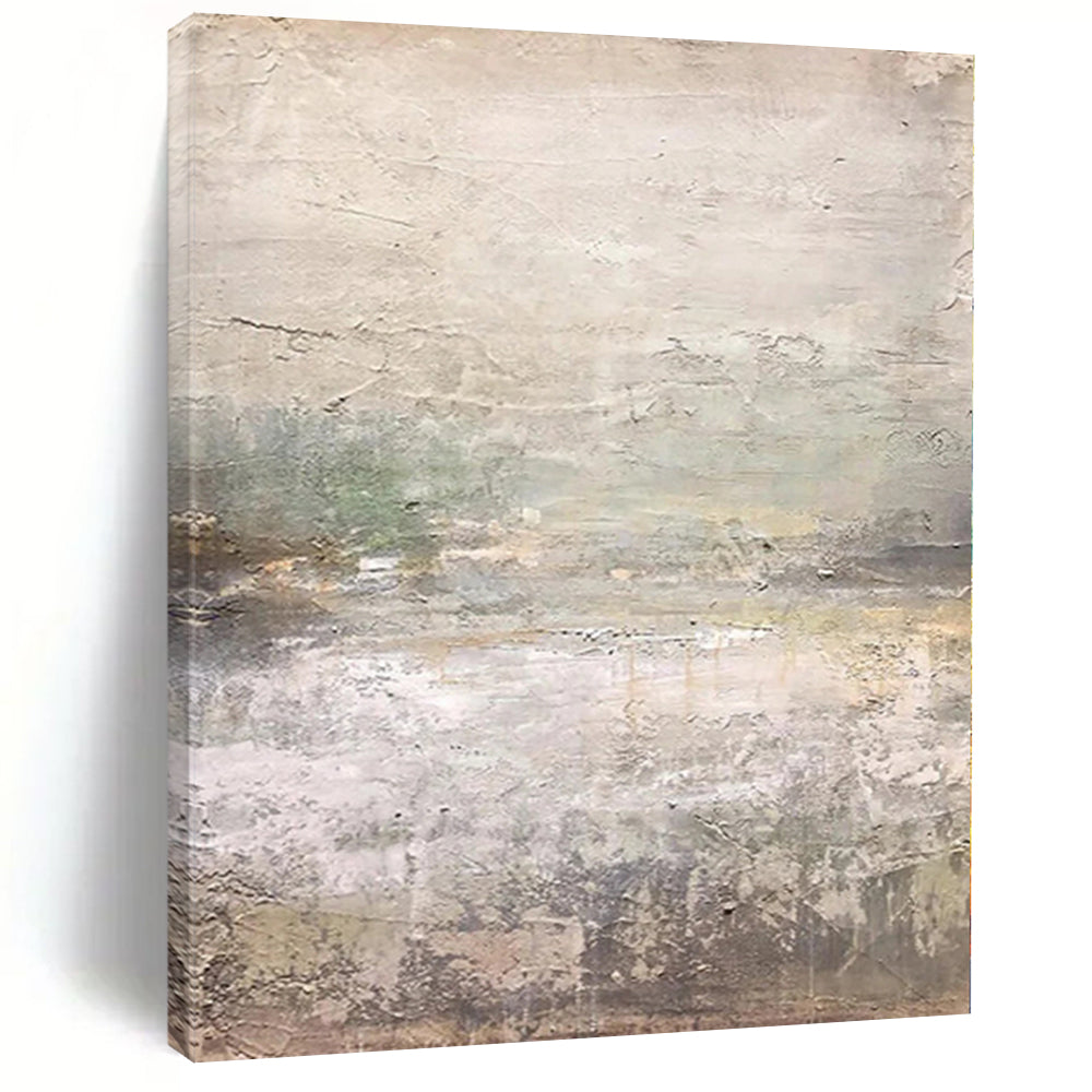 “Gray - Green Textured Landscape” Abstract Oil Painting CT0120