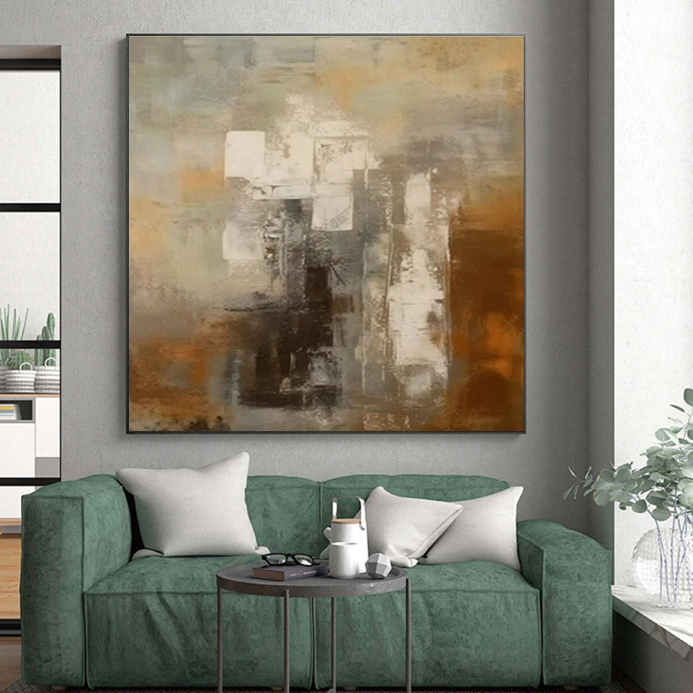 “Overlapping Shadows in Brown, Grey & White”,Constructivist Abstract Art CT0602