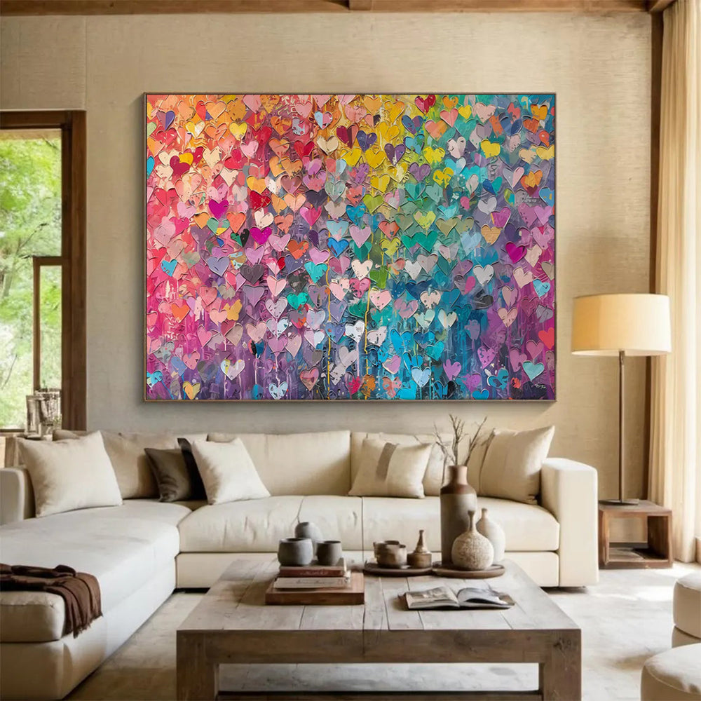 “Rainbow of Hearts” – Pop Art - Inspired Acrylic Painting CT1759
